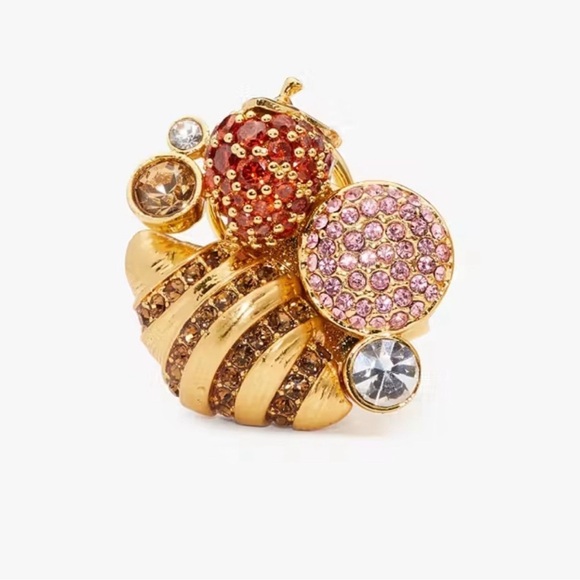 Kate Spade Gold and Red-Pink Earrings NWT Dust Bag Included - Picture 6 of 8